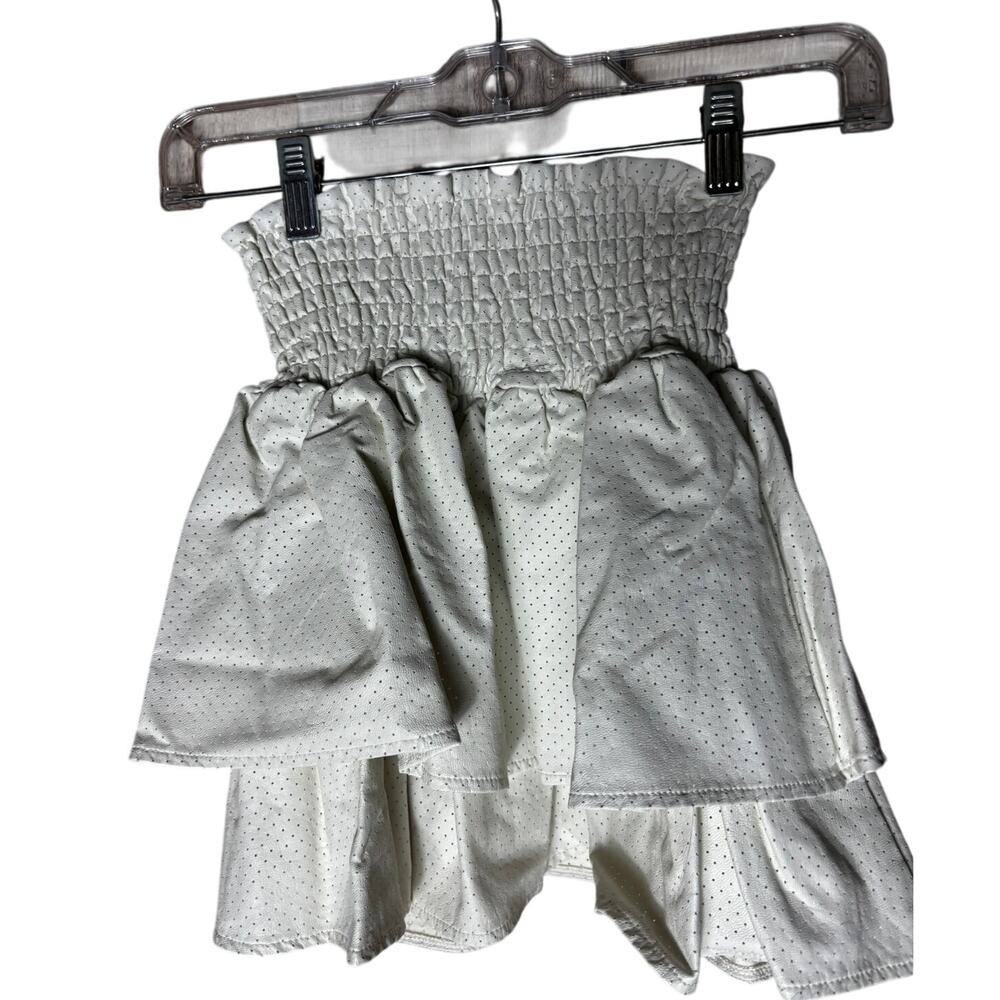 House of Wallace Two Tiered Faux Leather White Skirt Size 3XS